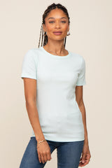 Mint Ribbed Short Sleeve Top