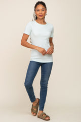 Mint Ribbed Short Sleeve Top