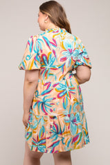 Multicolor Abstract Floral Maternity Plus Dress