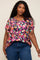 Black Floral V-Neck Short Sleeve Plus Top