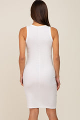 White Sleeveless Fitted Maternity Dress