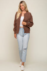 Dark Mocha Mixed Knit Cardigan
