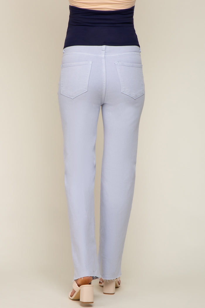 Light Blue Straight Leg Maternity Jeans