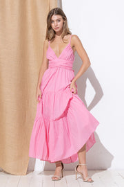 Pink Tie Maxi Dress