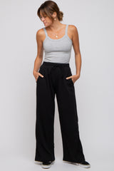 Black Drawstring Wide Leg Lounge Pants