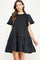 Black Ruffled Tier Short Sleeve Mini Dress