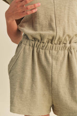 Sage Textured Knitted Romper