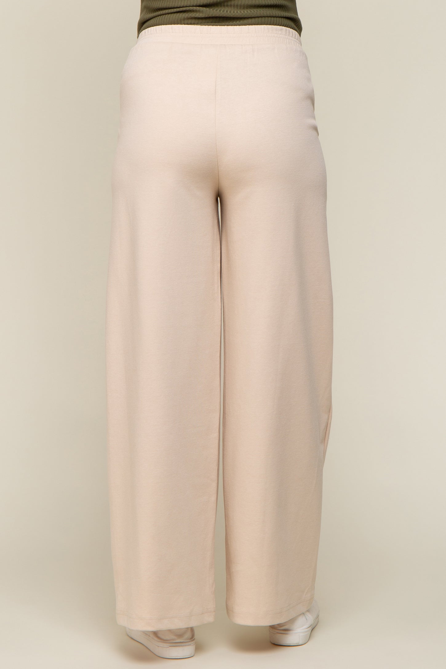 Beige Basic Wide Leg Maternity Lounge Pants