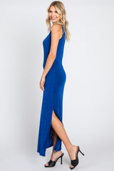 Royal Blue Side Slit Midi Dress