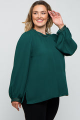 Forest Green Crochet Trim Maternity Plus Blouse