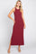 Burgundy Sleeveless Ribbed Side Slit Maxi Dress
