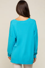 Turquoise Knit V-Neck Long Sleeve Maternity Top