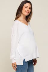 Ivory Knit V-Neck Long Sleeve Maternity Top