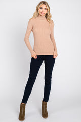 Mocha Ribbed Fitted Long Sleeve Top