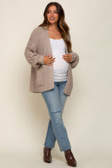 Taupe Chunky Knit Maternity Cardigan