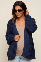 Navy Blue Chunky Knit Maternity Cardigan