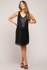 Black Sequin Sleeveless Maternity Dress
