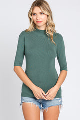 Olive Mock Neck Short Sleeve Knit Maternity Top
