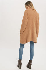 Camel Fuzzy Knit Draped Cardigan