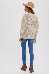 Taupe Open Chunky Knit Sweater