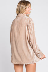 Taupe Button Up Velvet Top