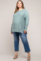 Jade Dolman Sleeve Side Slit Maternity Plus Sweater