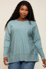 Jade Dolman Sleeve Side Slit Maternity Plus Sweater