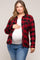 Red Checkered Maternity Plus Long Sleeve Button Down Top
