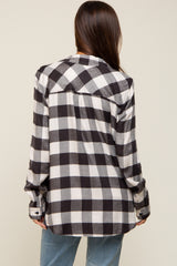 Cream Checkered Maternity Long Sleeve Button Down Top