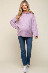 Lavender Mixed Knit Maternity Hooded Sweater