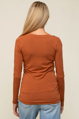 Rust Basic Long Sleeve Maternity Top