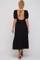 Black Open Back Maternity Midi Dress
