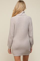Heather Grey Turtleneck Maternity Sweater Mini Dress