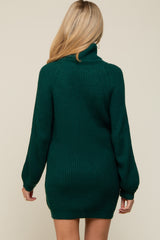 Forest Green Turtleneck Maternity Sweater Mini Dress