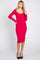 Fuchsia Ribbed Knit Fitted Long Sleeve Dress