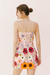 Pink Multi Floral Collaged Mini Dress