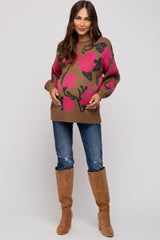Camel Floral Print Maternity Sweater
