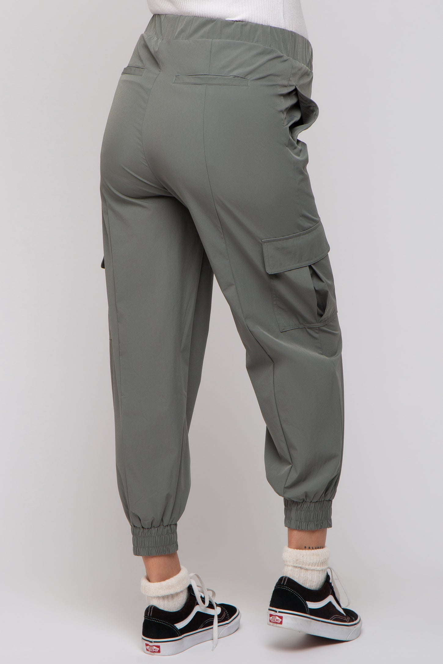 Light Olive Cargo Maternity Joggers