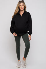 Black Half Zip Maternity Sweatshirt