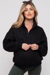 Black Half Zip Maternity Sweatshirt