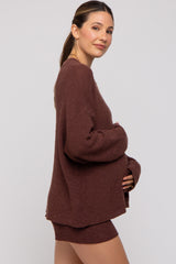 Brown Sweater and Short Maternity Set