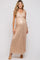 Beige Sequin Sleeveless Wrap V-Neck Maternity Gown