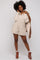 Beige Corduroy Button Up Front Pocket Romper