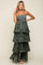 Olive Animal Print Flounce Tier Maternity Maxi Dress