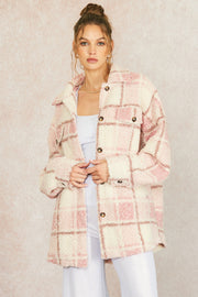 Pink Plaid Sherpa Jacket