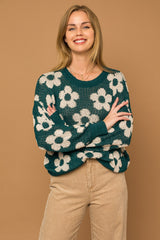 Green Ivory Floral Sweater