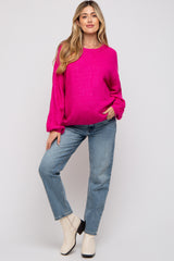 Fuchsia Basic Drop Shoulder Maternity Sweater