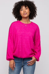 Fuchsia Basic Drop Shoulder Maternity Sweater