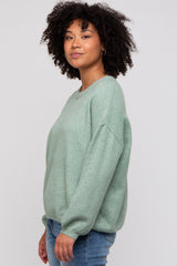 Mint Green Basic Drop Shoulder Sweater