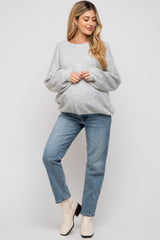 Heather Grey Basic Drop Shoulder Maternity Sweater